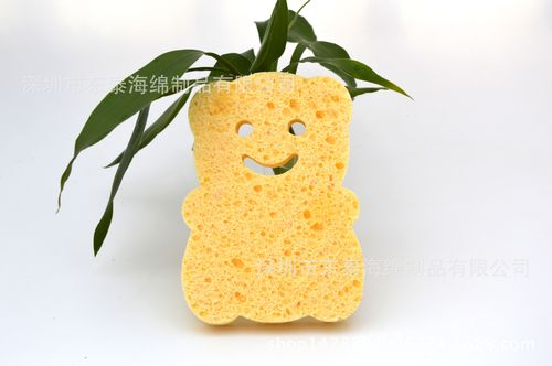 深圳厂家低价供应木浆纤维绵洗脸扑 儿童沐浴海绵擦 卡通造型